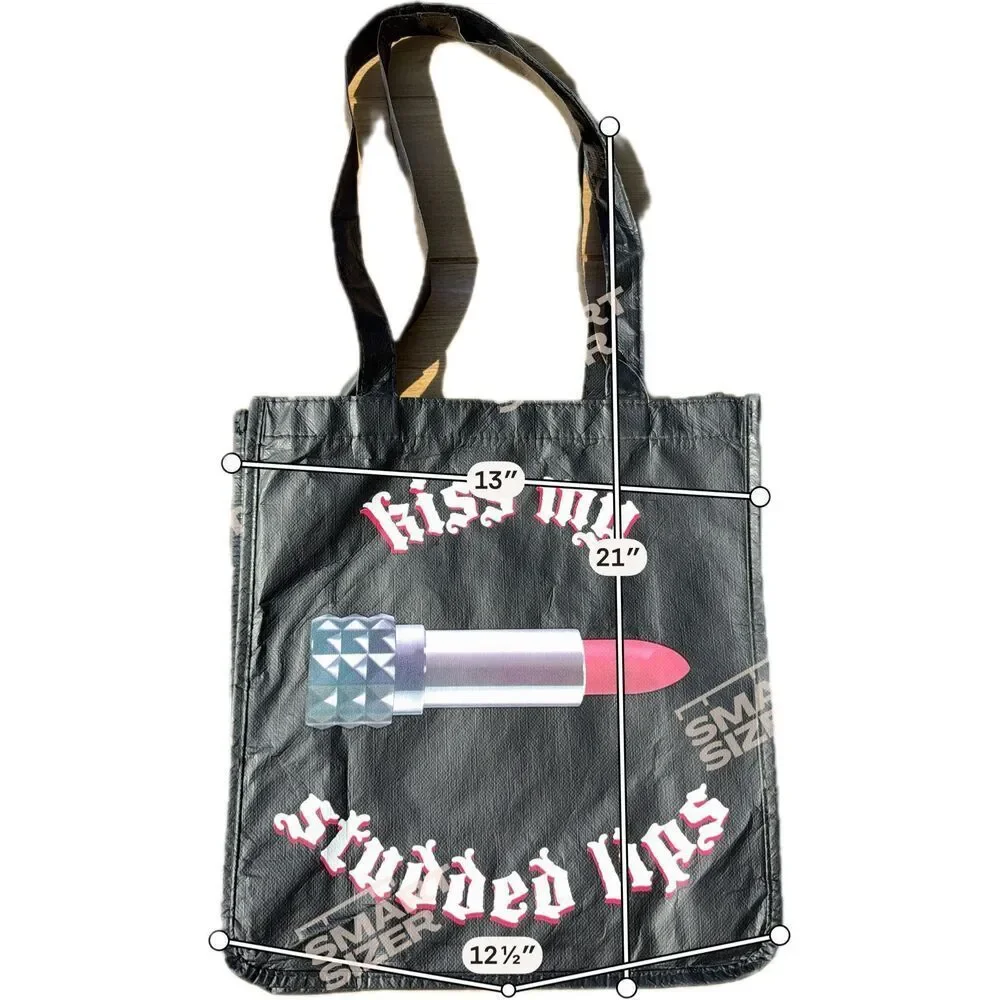 Kat Von D TOTE BAG 13 inch 'KISS MY STUDDED LIPS' Studded Kiss*RARE* NWOT